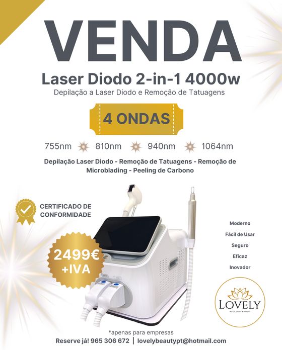 Máquina de Laser Diodo 2 em 1, 4 ondas, 4000w - Nova - Somos Empresa