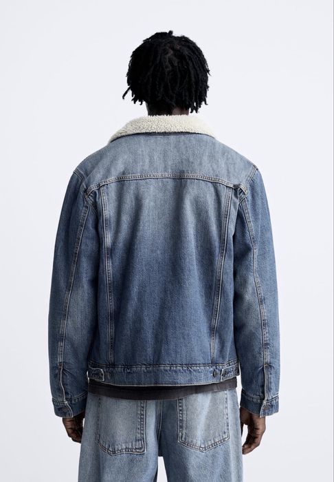 Чоловіча Куртка Zara (M) Denim Jacket Оригінал Ветровка Шерпа Джинсова Мужская Джинсовка на Меху Зара