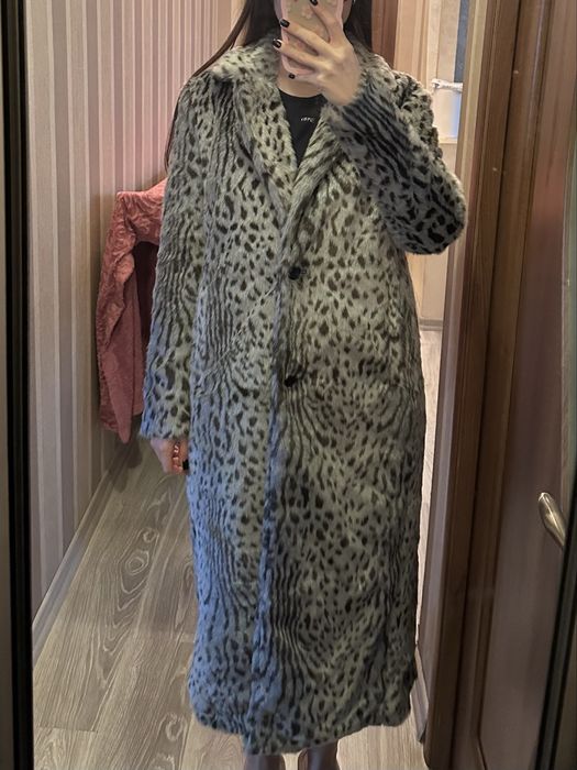 Шуба сіра леопардова Zara еко хутро