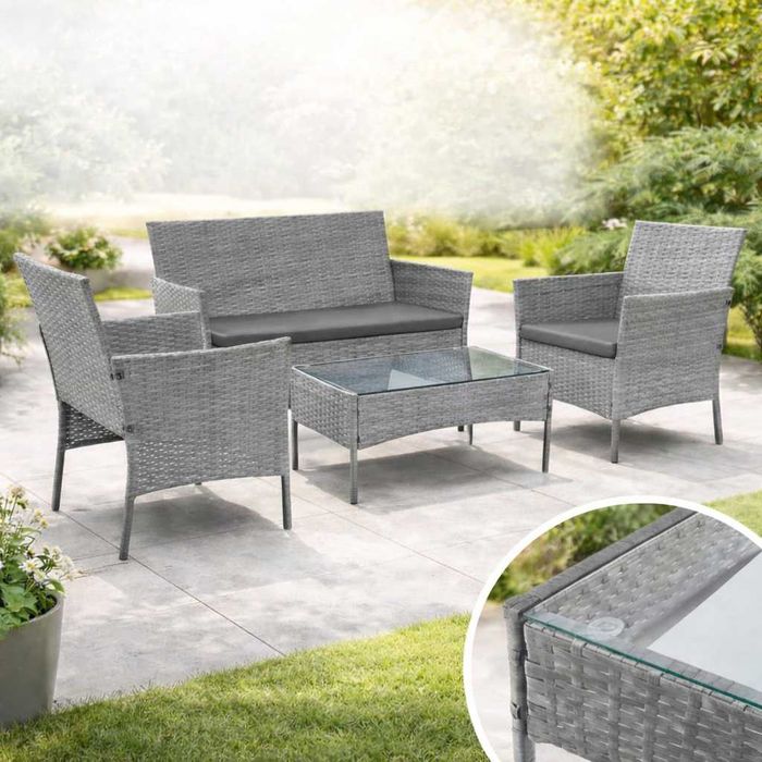 Meble ogrodowe technorattan sofa + 2 fotele stolik ZESTAW do ogrodu na balkon