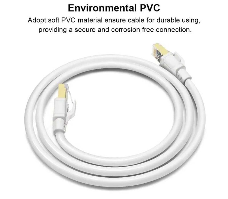 Kabel Ethernet Yauhody CAT8 1m 40Gb/s 2000MHz Ze złoconym złączem RJ45