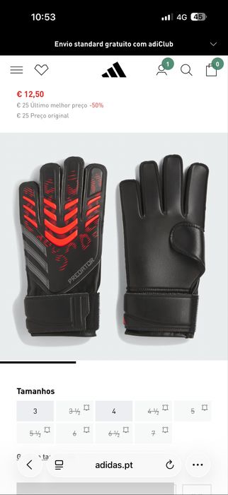 Luvas Adidas Predador para 3anos