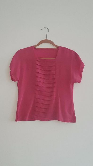 Koszulka jedwabna różowa delikatny przyjemny materiał mgiełka handmade