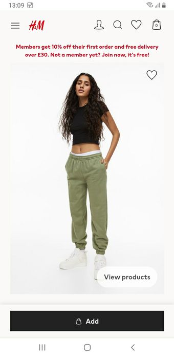 Штани спортивні хл оликові хакі H&M