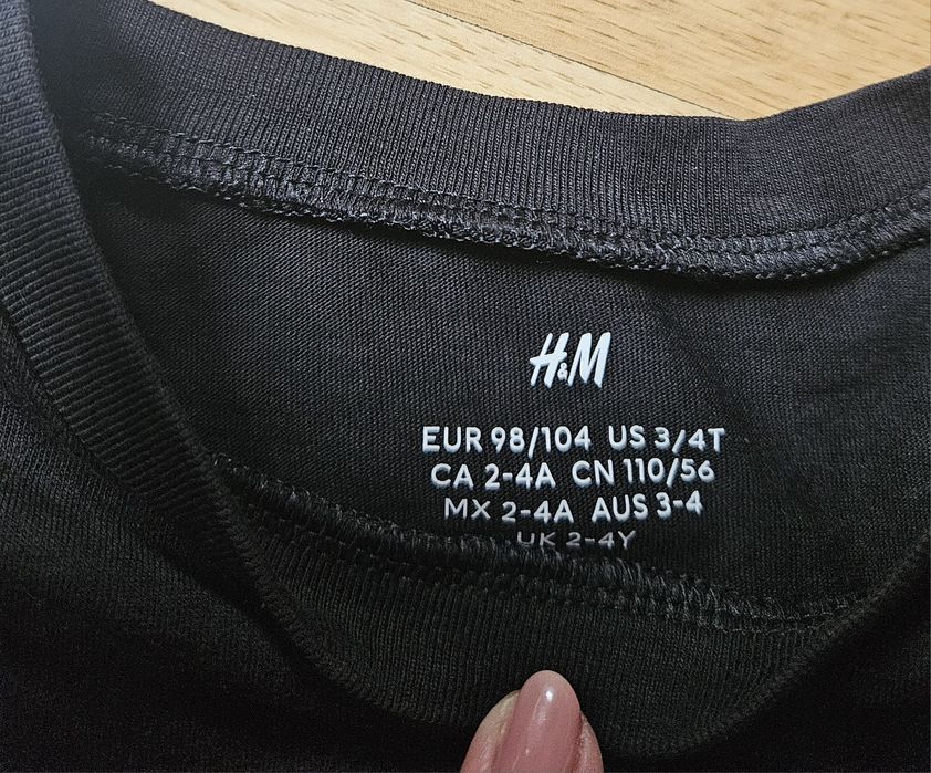 Bluzki dlugi rekaw firmy h&m r.98/104 czarne umisex