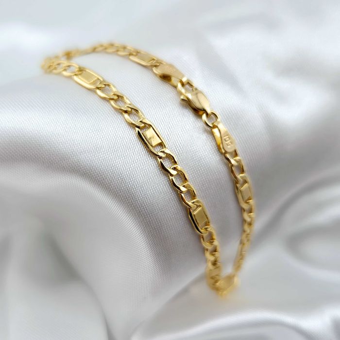 Złota bransoletka FIGARO Z BLASZKĄ 2,13g PR.585 14K dł. 20cm