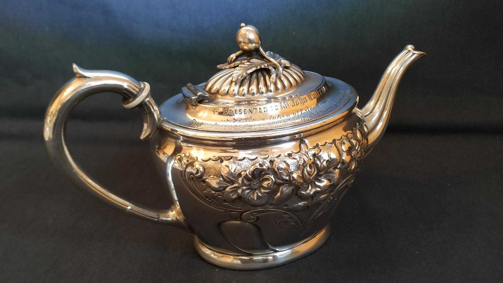 Zabytkowy Posrebrzony Czajnik BRIDDON BROS SHEFFIELD 1908r z Dedykacją