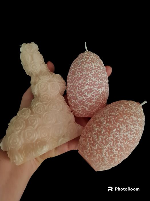 Świece Wielkanoc pisanki zając róż Home You Kik 3 szt. NOWE