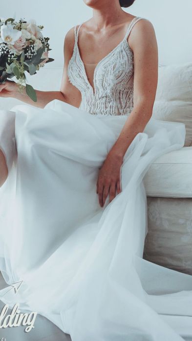 Śliczna suknia ślubna Monica Loretti Laureta ivory 38 M + Welon