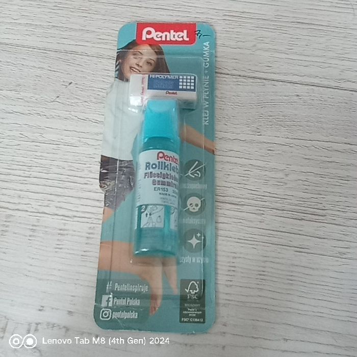 Zestaw Pentel klej w płynie+gumka