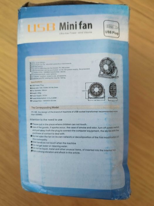 Ventoinha ligação USB