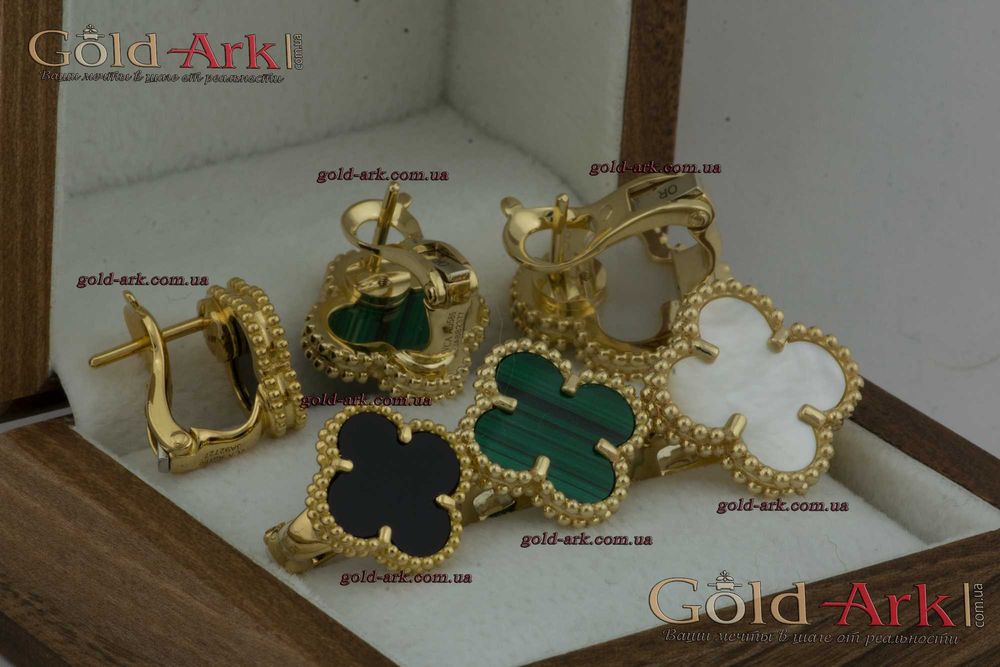 Серьги Ван Клиф с белым перламутром