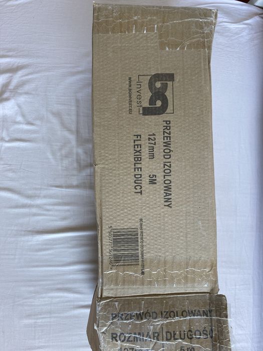 Przewód izolowany fi 127mm 5m otulina na rury kanal okap nowy