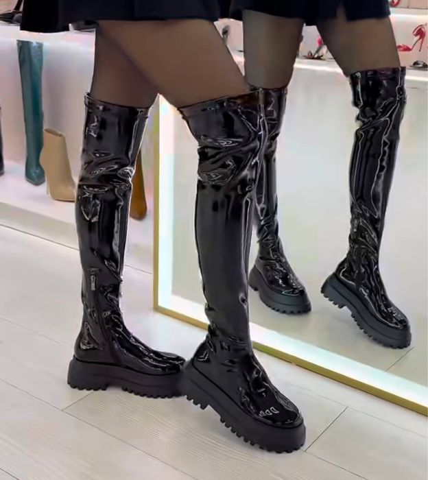 Лаковые ботфорты