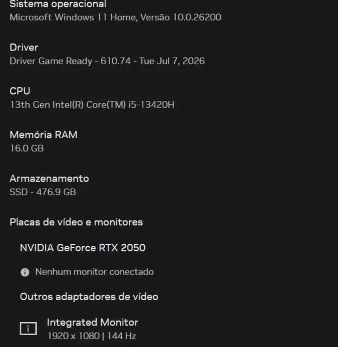 Portatil Acer nitro v15