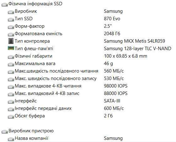 SSD Samsung 870 EVO 2Tb SATA