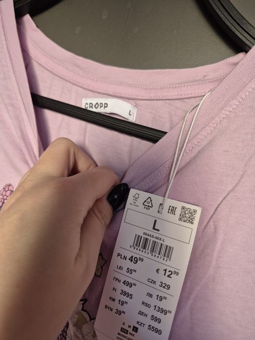 Koszulka z metką chiński smok kolor liliowy
