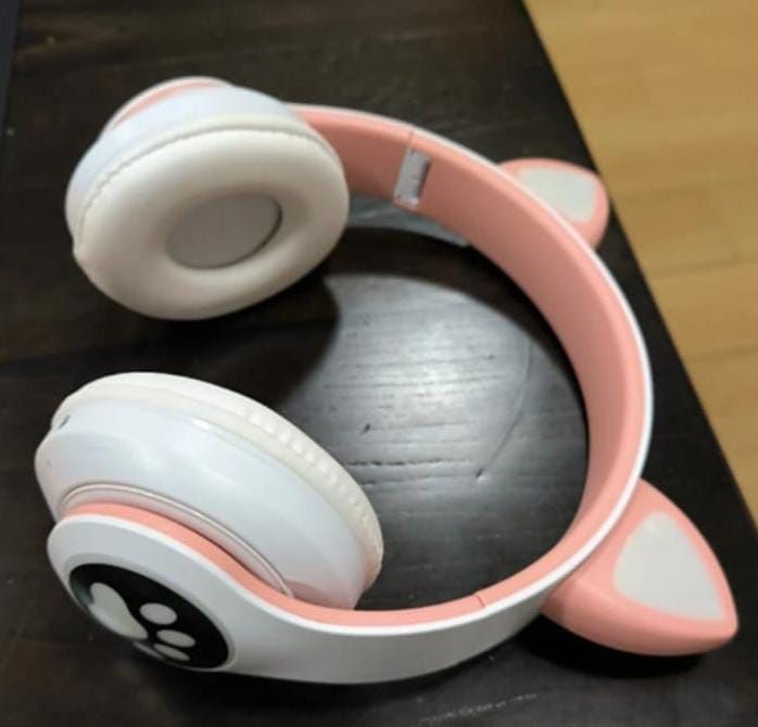 Auscultadores orelhas de gato bluetooth rosa