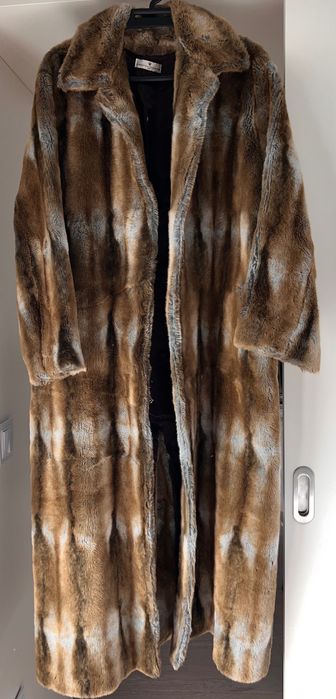 Casaco longo em pele sintética premium – estilo francês elegante