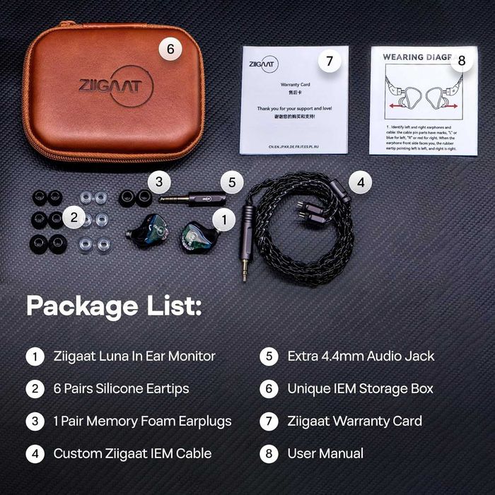 ‼️ ZiiGaat Luna - проводные арматурные IEM's наушники мониторы (6BA)