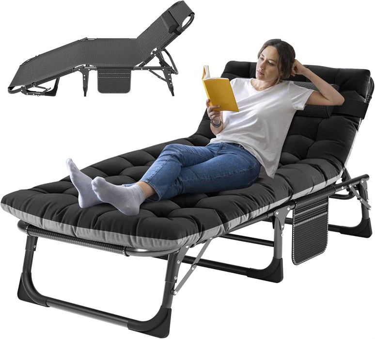 Cama de acampamento extra larga para adultos, resistente, em tecido Oxford 1200D, dobrável e portátil, com colchão.