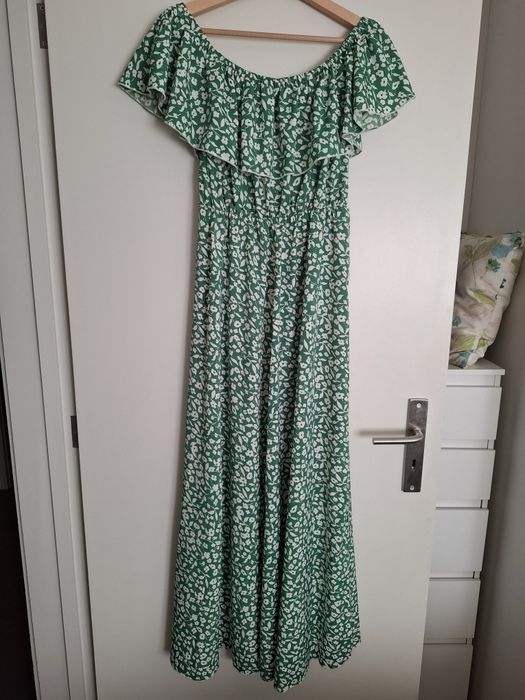 Vestido comprido ombro a ombro