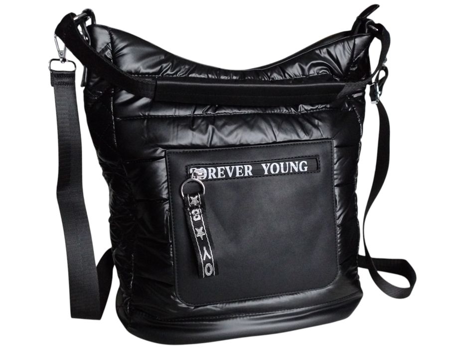 Czarna Torebka Damska Shopper na Ramię Miejska Pojemna 34x30x14 cm