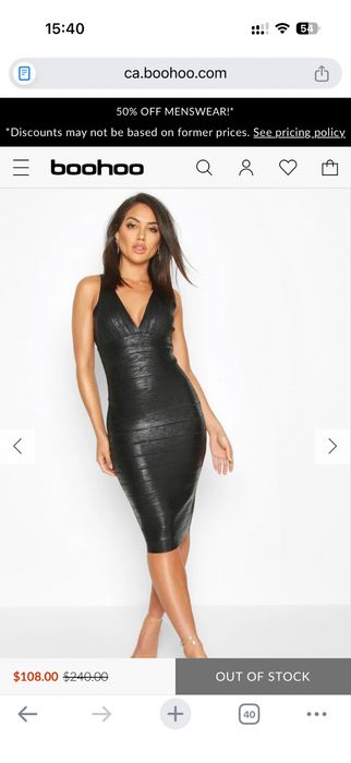 Бандажна сукня Boohoo, S-M