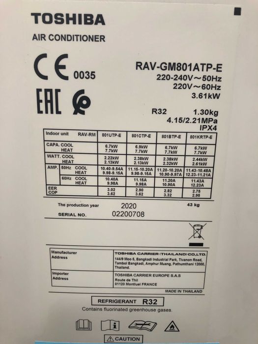 Кондиционер инвертор кассетный TOSHIBA RAV-SM804UTP-E б/у до 80 м2