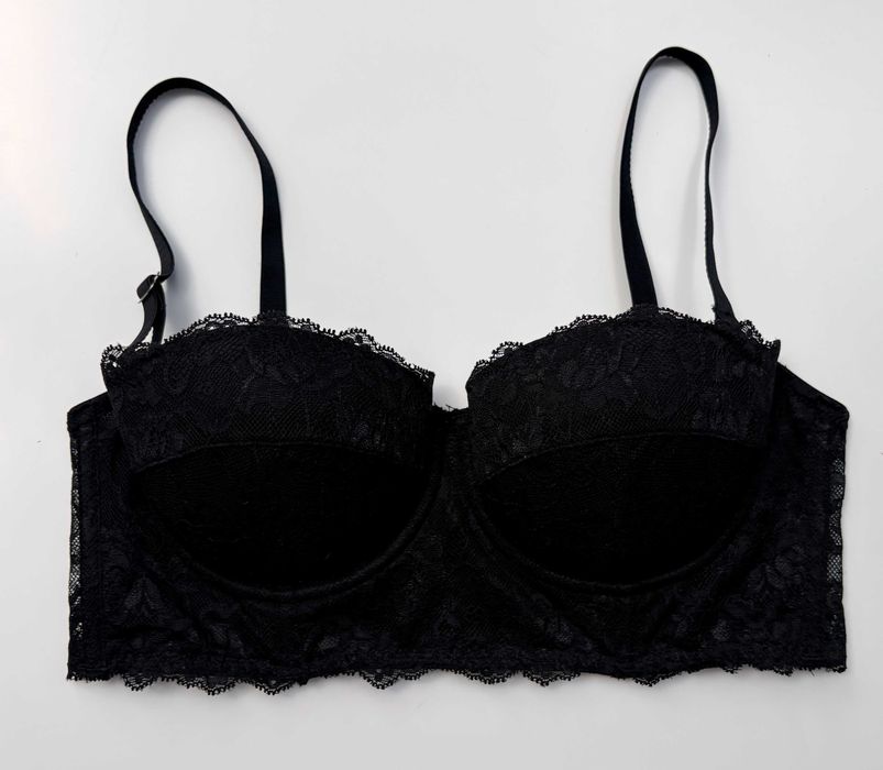 Biustonosz Gorset Czarny Push Up 80B H&M Koronkowy Koronka