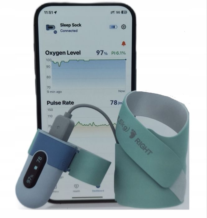 Pulsoksymetr Monitor snu oddechu tlenu PO5 dla niemowląt dzieci Alarm