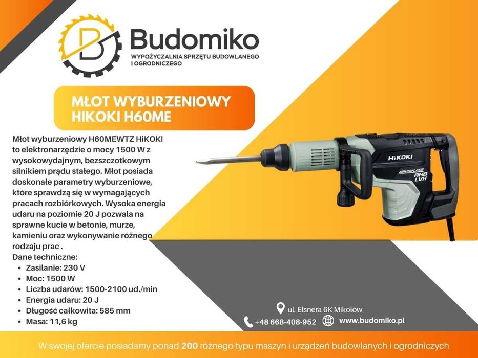 Wynajem młot wyburzeniowy/ Hikoki / Yato/ Bosch