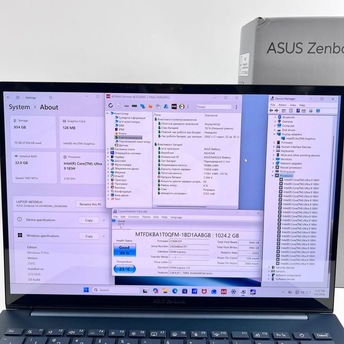 ASUS Zenbook S14 Oled Ultra 9 185H 32GB RAM 1TB SSD Гарантія Магазин