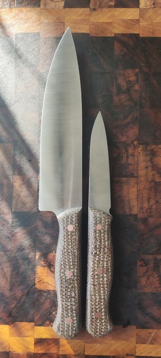 Кухонные ножи ручной работы: Шеф и Универсал. Набор 2шт. Сталь 50Х14МФ