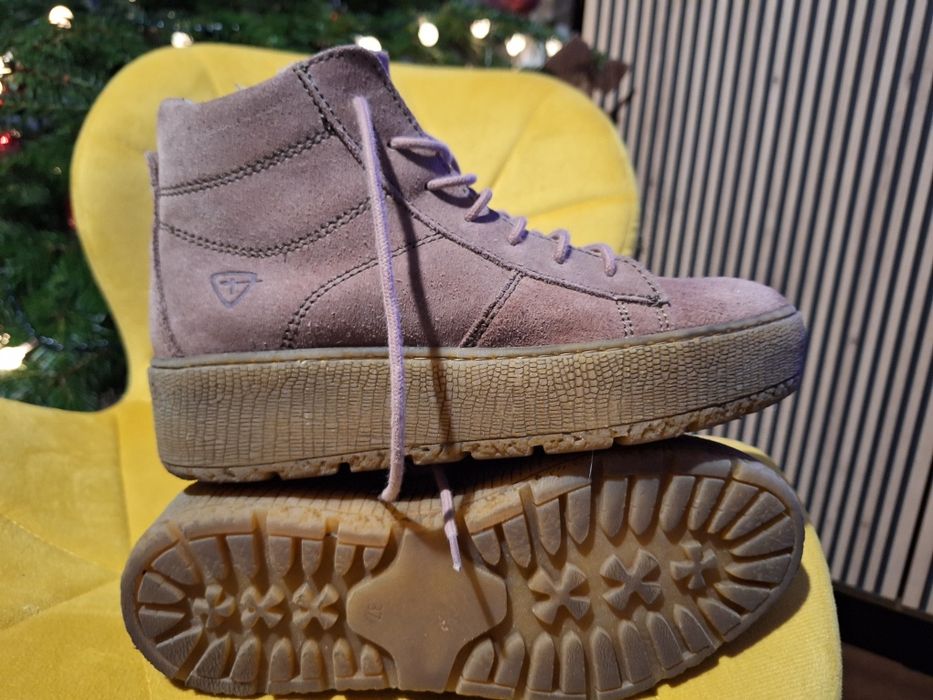 Buty zimowe jesienne różowe Tamaris 38 24cm skóra naturalna kożuszek