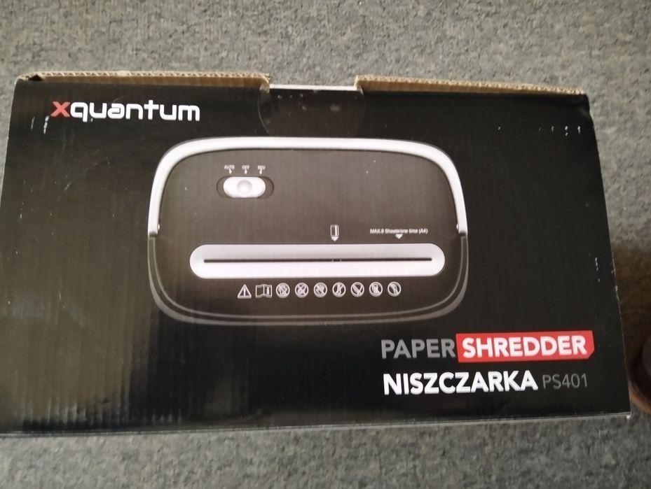 Nowa niszczarka do papieru , kart kredytowych - na gwarancji