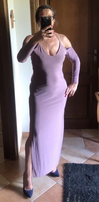 Suknia długa lawendowa