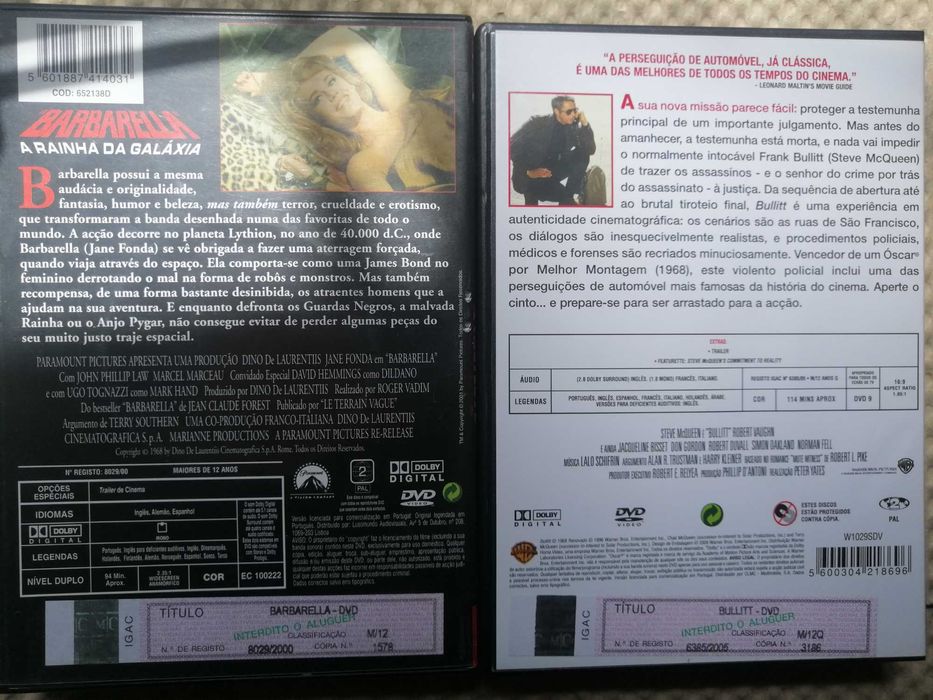 Barbarella  A Rainha da Galáxia Roger Vadim  Bullitt Steve McQueen