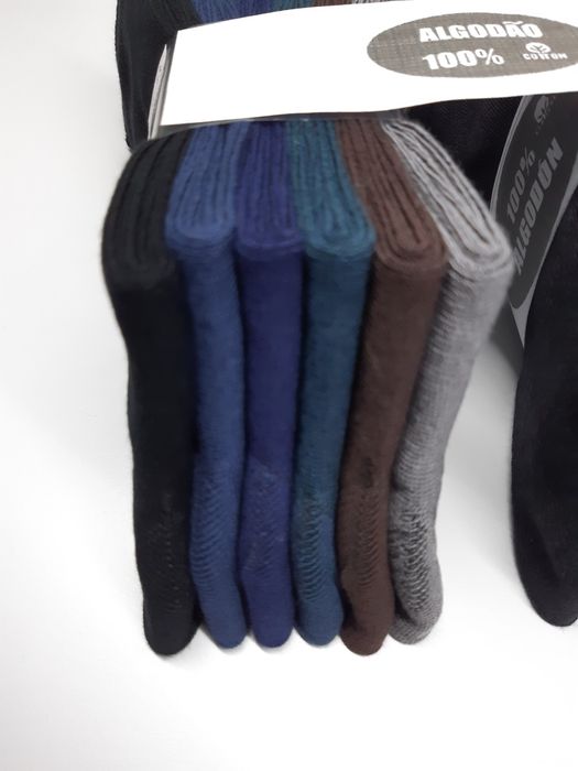 12 pares de meias em algodão, punho suave