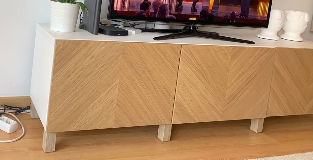 Movel TV Branco e Madeira 1,80