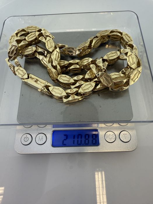Złoty łancuszek Cartier pr.585 Nowy 210,8g/70cm(8028)