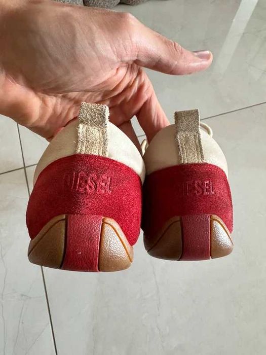 Buty vtg y2k Diesel Cielo Shoes Leather Suede Sneakers Beige Red 39