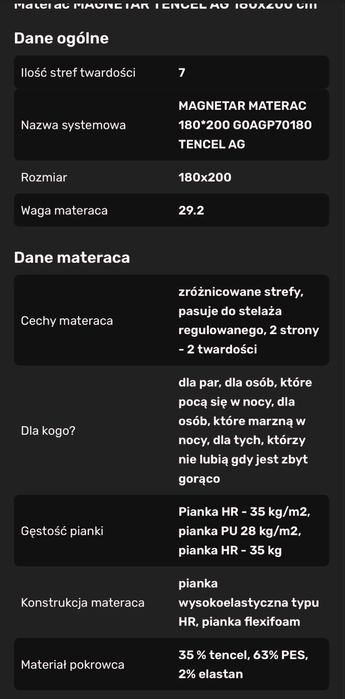 Materac jak nowy 180x200