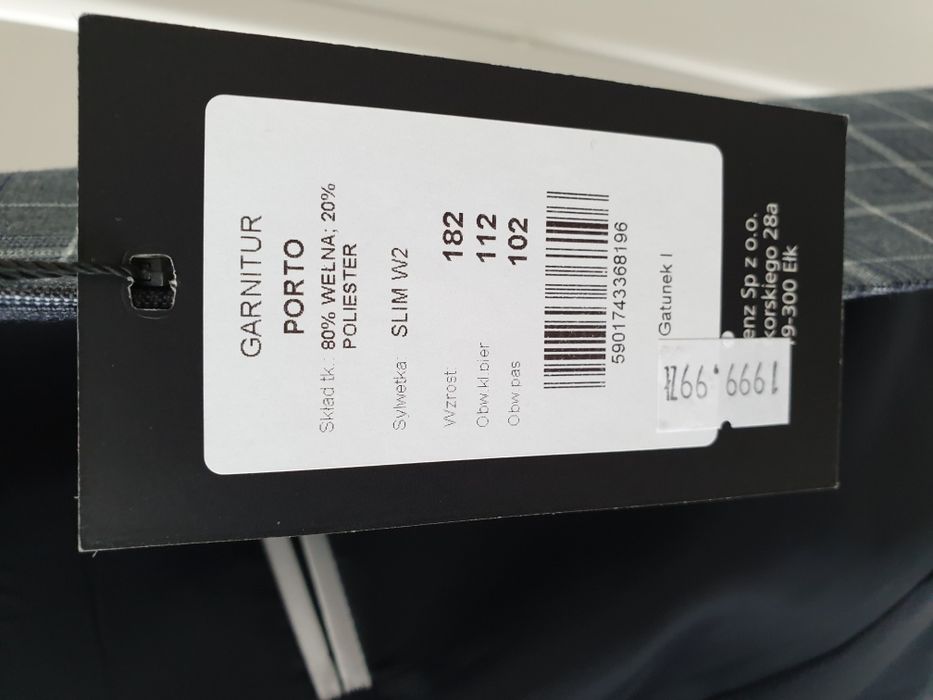 Garnitur Porto Szary Kubenz z domieszką wełny 80%