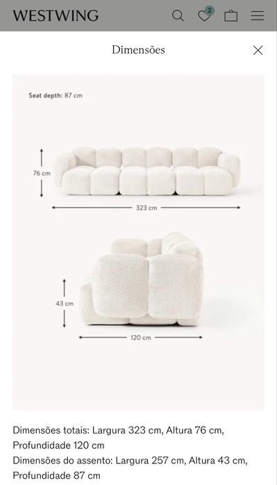 Westwing Tayla Sofa - Teddy Bouclé (2 months old)