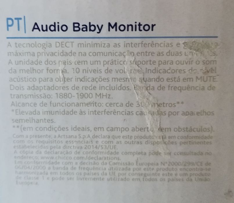 Monitor Audio de bebé Chicco, alcance até 300 metros