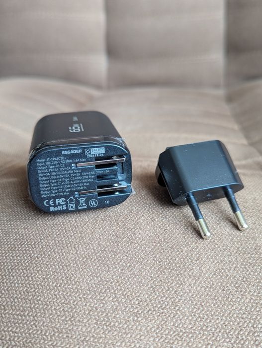 Зарядний пристрій Essager Gan Travel Charger 65W