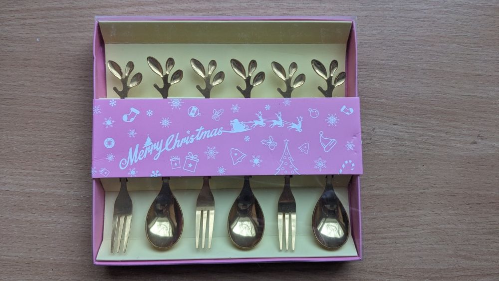 Подарунковий Новорічний набір ложечки та виделки