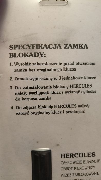 Blokada kierownicy samochodu Hercules H3000