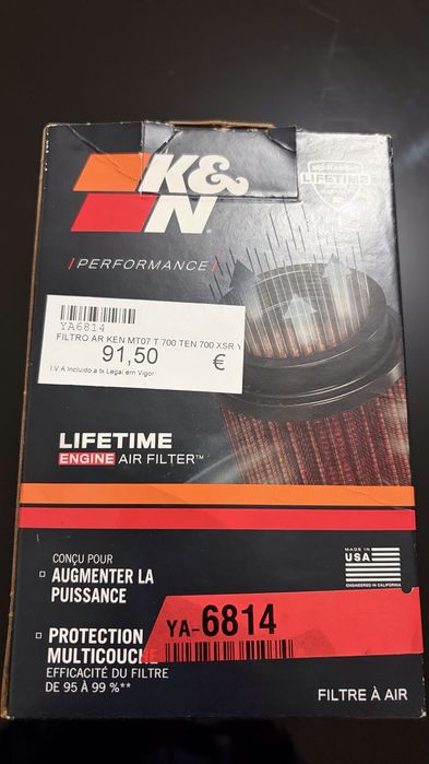 Filtro K&N YA-6814 (MT-07/Tenere 700/XSR) - Pouquíssimo Uso!